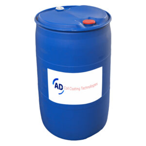 Blue barrel with label on it